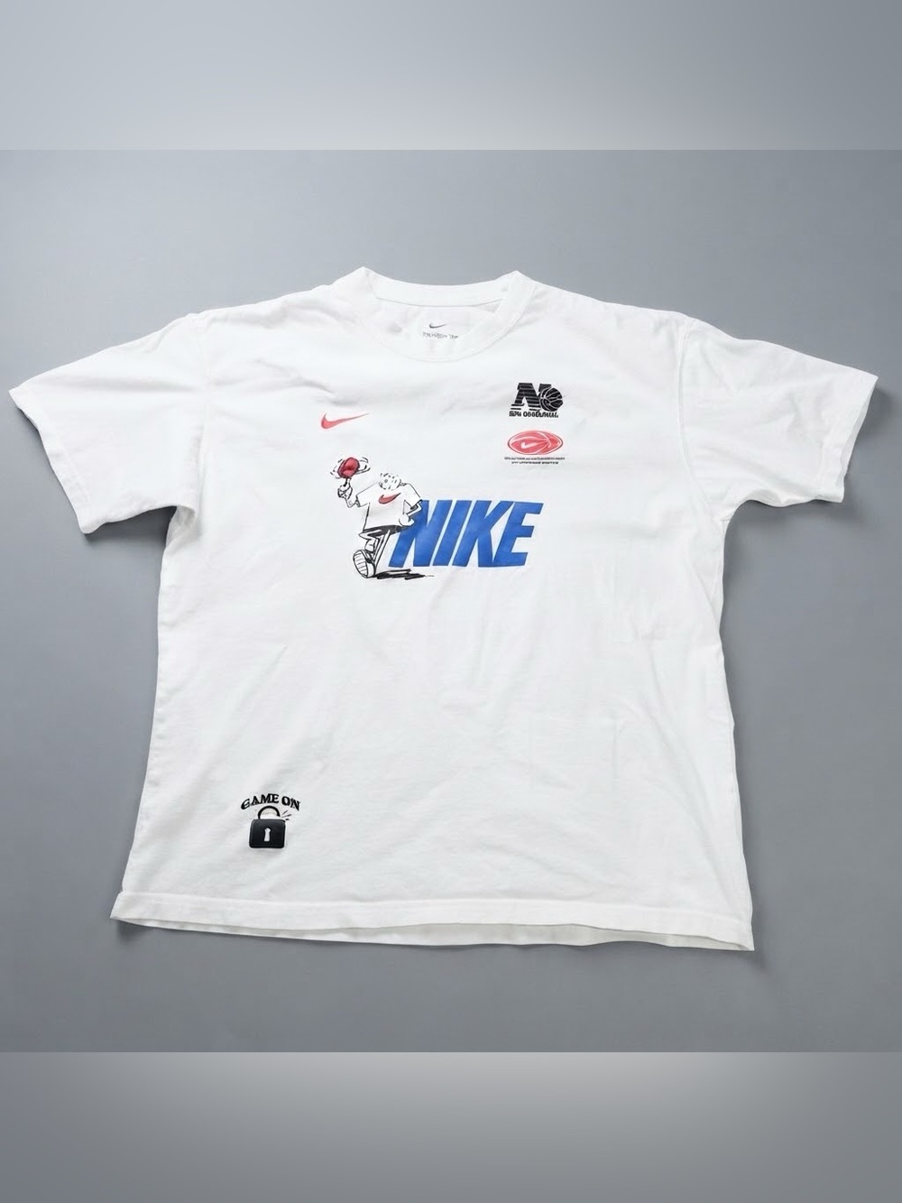 Nike Basketball "Shirts Win" Graphic T-Shirt Men's Medium White Loose Fit Tee